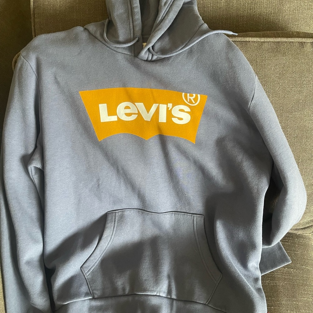 Levi's Men's Gray Crewneck Hoodie with Yellow Logo